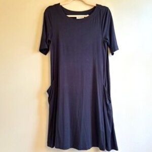 Heyton Navy Blue Short Sleeve Swing Dress, Size XS